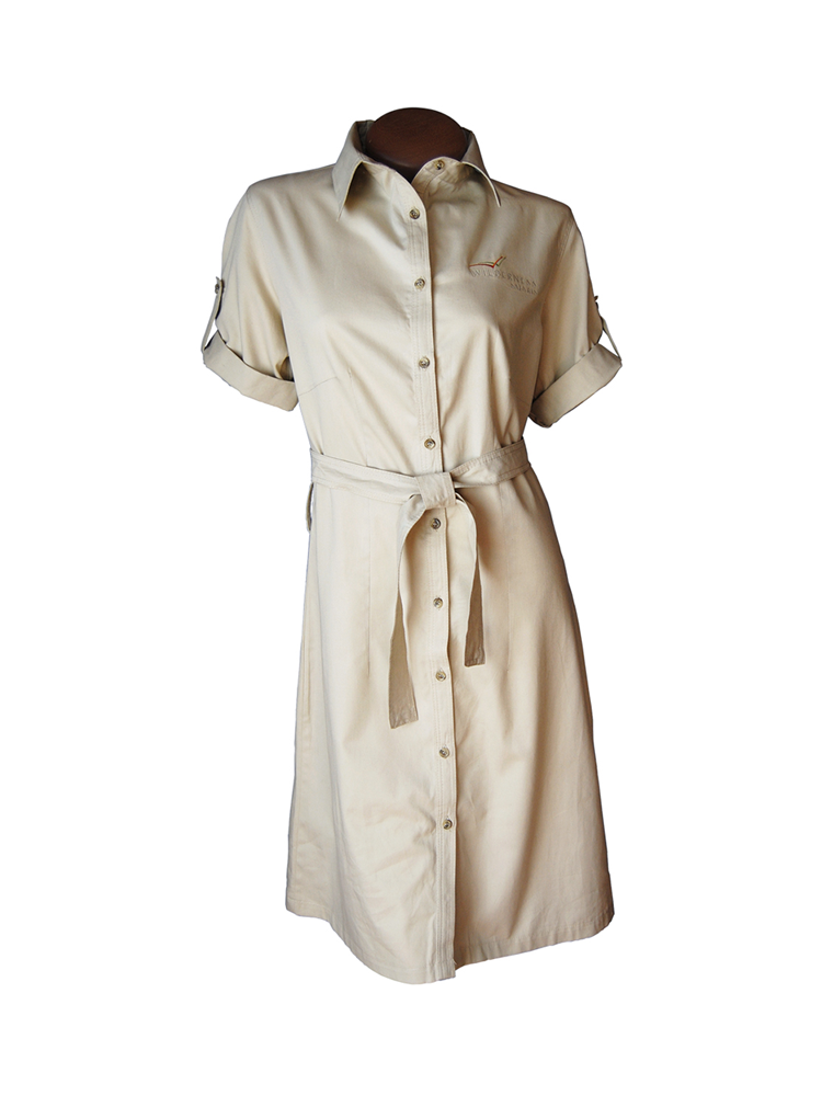 Ladies Button Down Dress: ¾-Sleeve