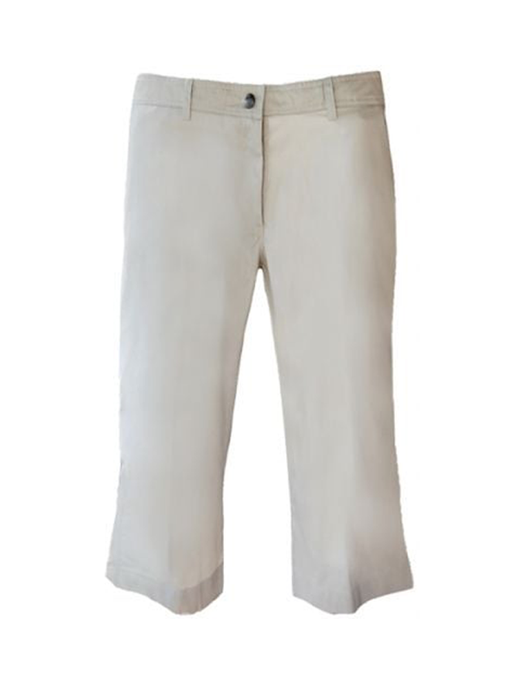 Ladies Flat Front Mid-Rise Capris Pants: Knee Length