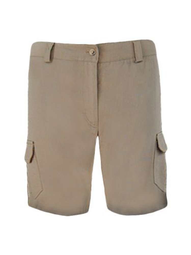 Ladies Mid-Rise Cargo Shorts: Flat Front
