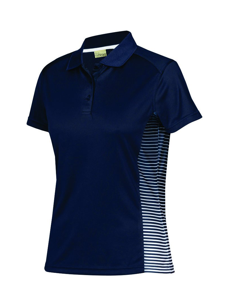 Ladies' Sublimated Stripe Gold Shirt: Short Sleeve