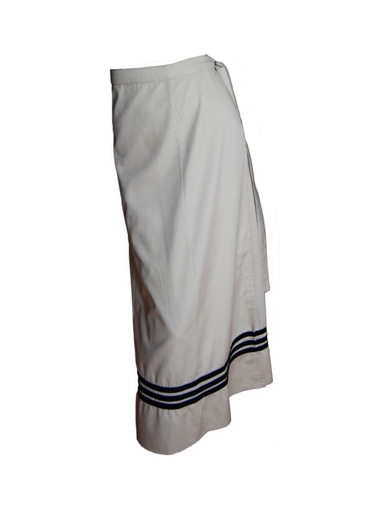 Ladies Wrap Skirt With Self Fabric Trim: Ankle Length