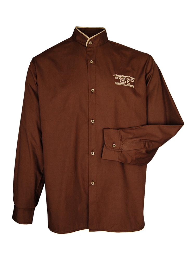 Men's Closed Piped Collar Shirt: Long Sleeve