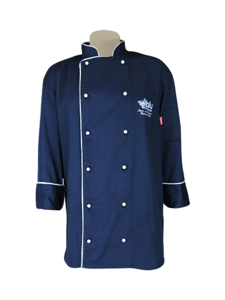 Unisex Executive Chef Jacket: Long Sleeve Piping Detail