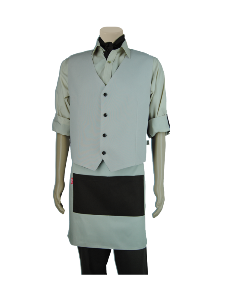 Unisex Half Bar Apron With Pocket: Two Tone