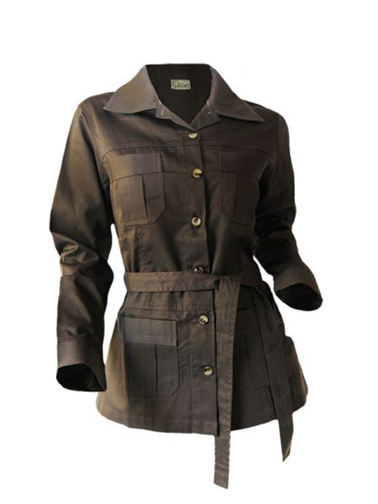 Ladies Fabric Belt Bush Jacket: Long Sleeve