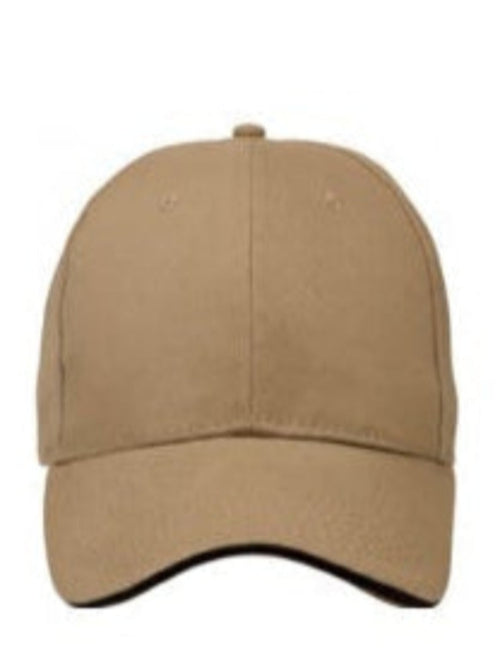 Unisex Sandwich Brushed Cotton Cap In Khaki