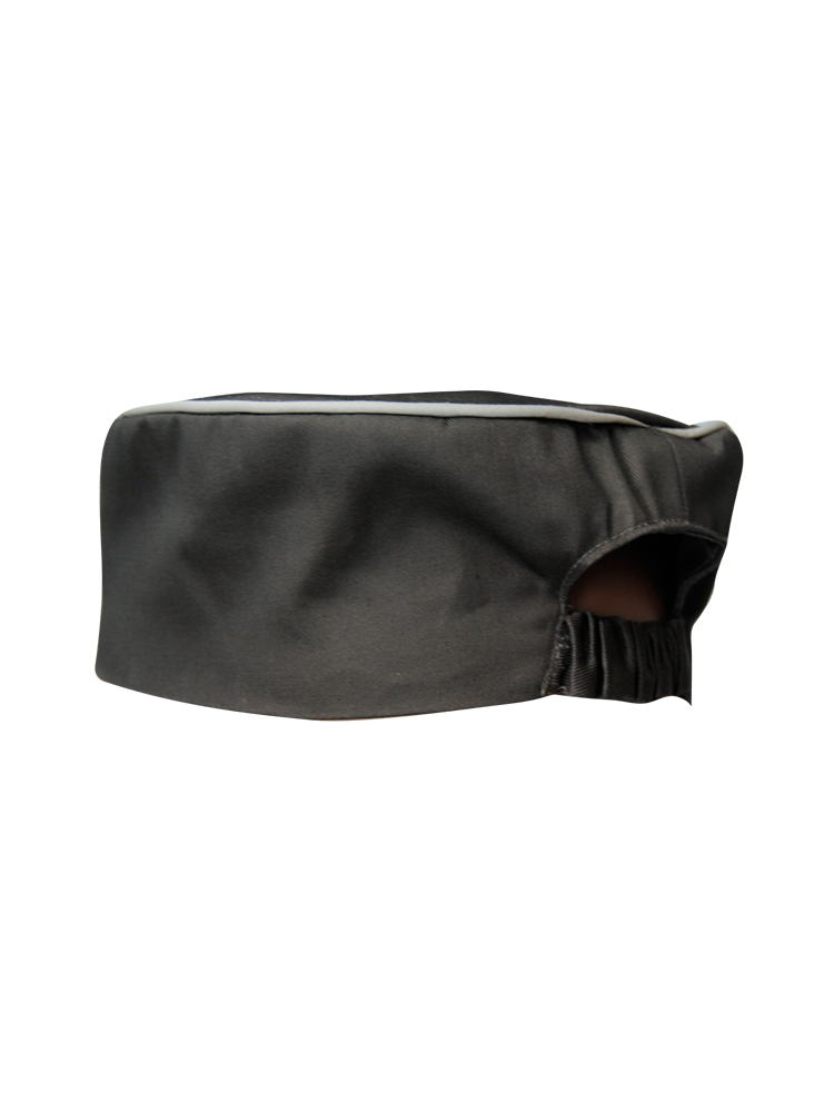 Unisex Chefs Beanie: Open Covered Rear Elastic And Top Piping