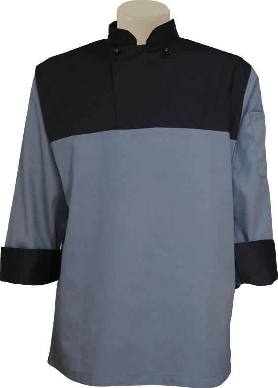 Unisex Chef Shirt: 3/4 Sleeve Flap Contrast