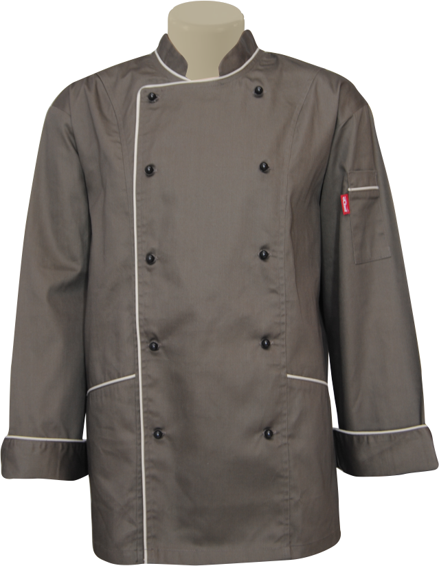 Unisex Executive Chef Jacket: Double Breasted Piping French Cuffs Sleeve Pocket